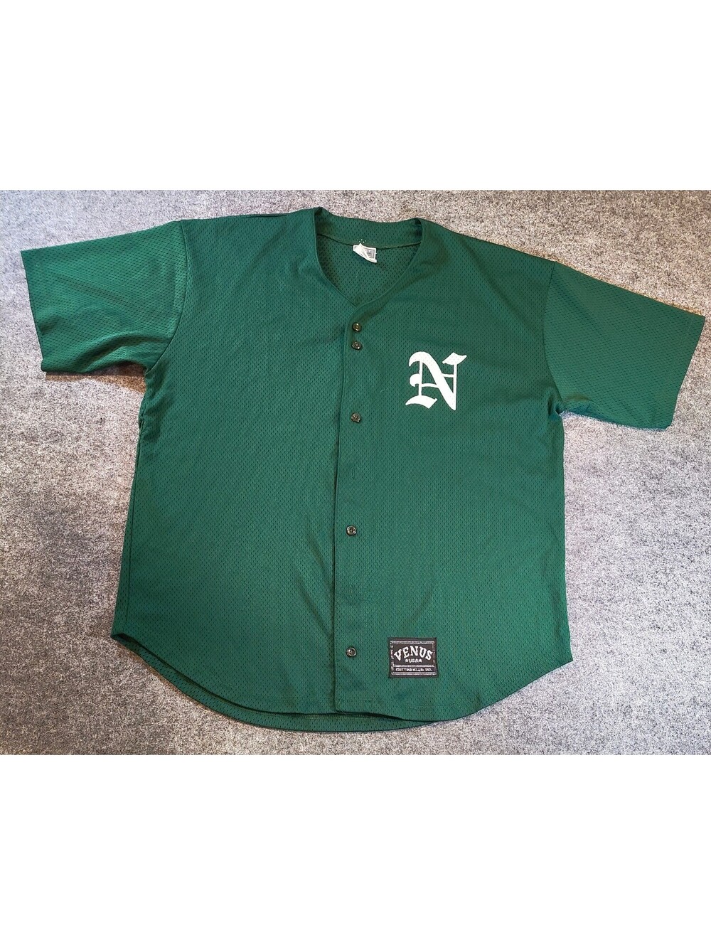 Vintage VKM Venus Green Baseball Jersey Size L Mesh Button Down Shirt 10